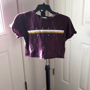 “Baby Girl” Burgundy Crop Top